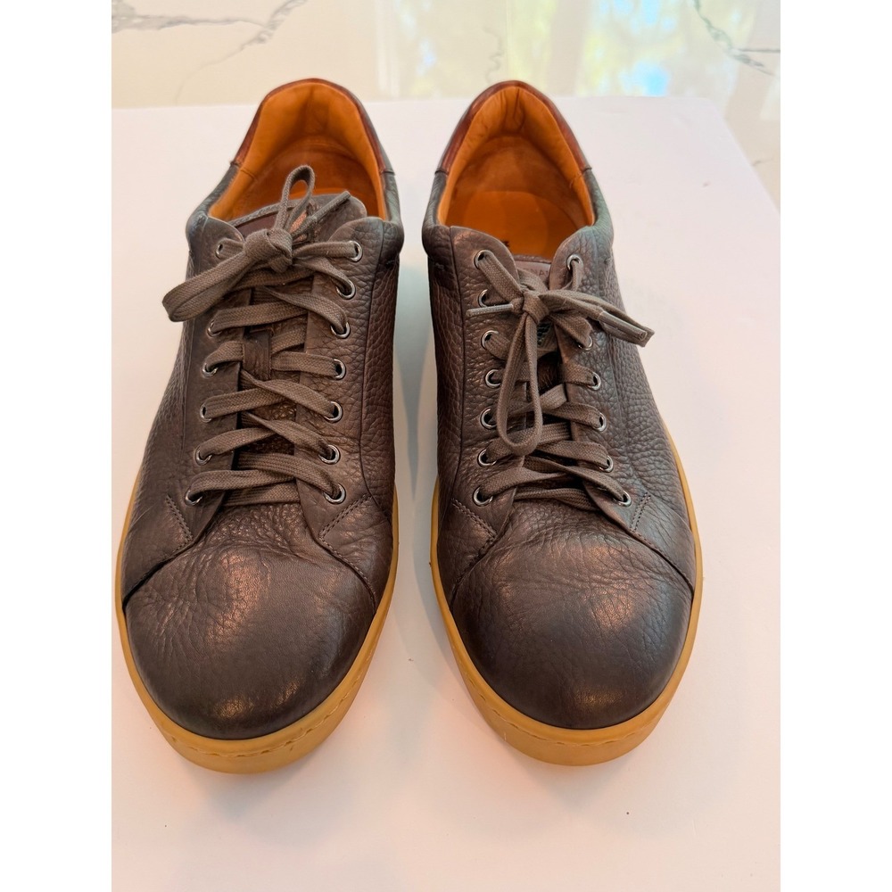 Magnanni Mens 20837 Brown Tumbled Leather Low Top Sneakers Size 12 M